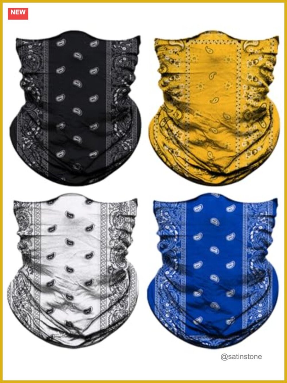 4 Pack Neck Gaiter Face Mask Head Wrap Balaclava Headband Bandana Magic Scarf